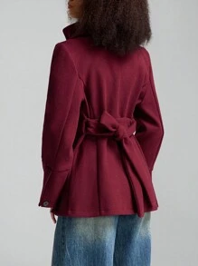 LYSMO 红色腰带高领外套 情人节款-春夏季度假款-2025新品 - 紅色 - 查看 2