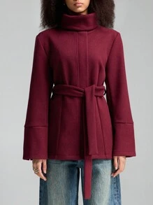 LYSMO 红色腰带高领外套 情人节款-春夏季度假款-2025新品 - 紅色 - 查看 4