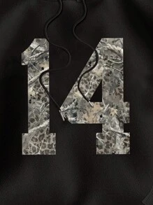 Attitoon 休闲简约 14 叶印花图案连帽宽松厚款女士运动衫，适合秋冬季