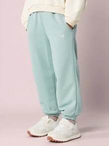 SUMWON Young Girls Comfy Crop Fit Cuff Sweater And Joggers 2 Piece Set - Apricot - View 4