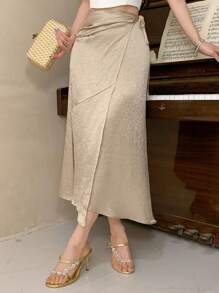 DAZY Solid Color Criss-Cross Backless Skirt For Women