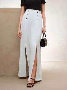 Anewsta Elaire Elegant Slit Front Women Long Pants