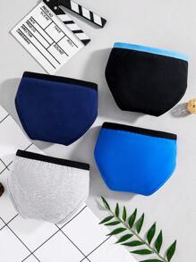 4pcs/Set Minimalist Number Print Soft Cotton Underwear For Teenage Boys,Summer,Travel
