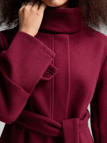 LYSMO 红色腰带高领外套 情人节款-春夏季度假款-2025新品 - 紅色 - 查看 5