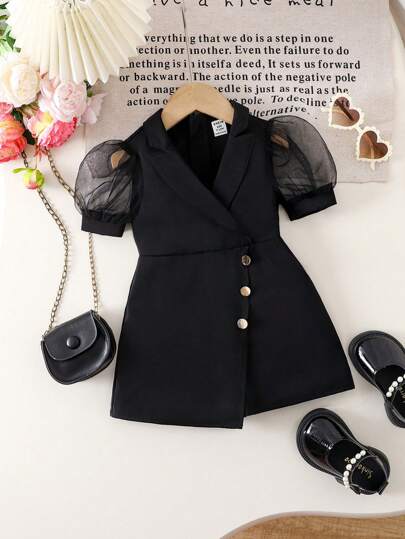 SHEIN Combinaison asymétrique pour bébé fille avec col en V, taille et ourlet en maille de couleur unie, style mignon