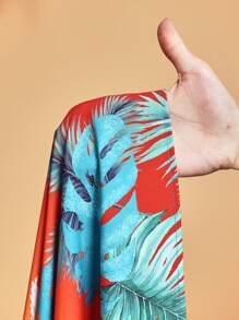 Slaydiva Spring And Summer New Style Holiday Sling Front Chest Strap Hollow A-Hem Long Skirt With Tropical Print Pattern All-Over Printing Yellow Women's Plus Long Dress-A