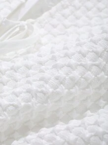 FRIFUL Women's Loose Lace Trim Sheer Open Front Shirt - White - View 3