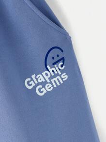 Pantalón de chándal casual con cordón y estampado de letras para adolescentes