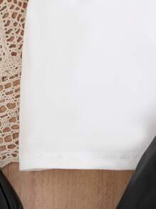 Baby Girls French Floral Lace Trim White T-Shirt & Black Mesh Skirt 2pcs Set, Sweet & Elegant, Summer - Black - View 6