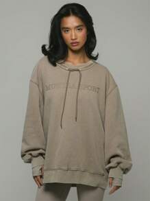 Musera Sport Slogan Drawstring Oversized Crew Neck Sweatshirt Padel, Tennis, Pickleball