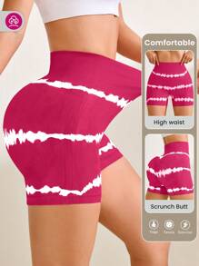 Easithlete 2 chiếc quần short tập luyện liền mạch cạp cao nhuộm màu cho nữ - Nhiều màu - Xem 5