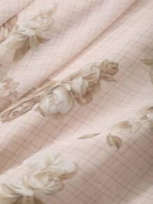 DAZY Plant Print A-Line Mini Dress With V-Neck And Flared Hem, Casual Vacation Style - Beige - View 5