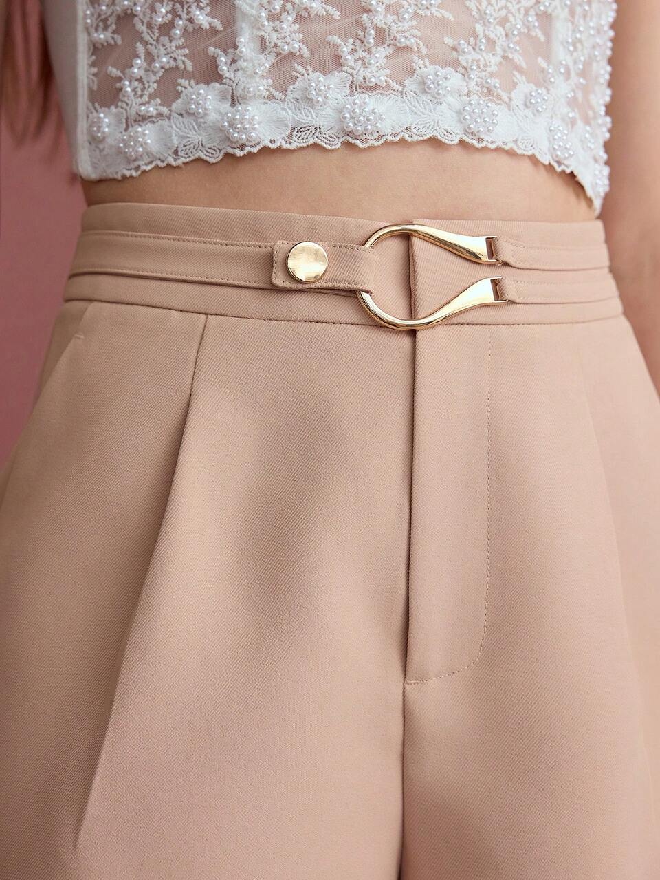 MOTF METAL DECOR FOLD PLEATED SHORTS