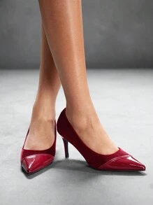CUCCOO BIZCHIC 女士时尚尖头红色高跟酒红色鞋，适合派对和情人节场合 - 酒紅色 - 查看 4