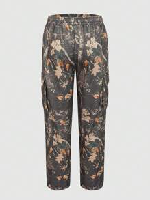 Pantalones de camuflaje de hoja estilo cargo para hombre, casuales para exteriores con bolsillos - Marrón - Ver 2