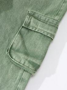 SHEIN Pantalones de carga de mezclilla con pierna recta de estilo casual retro para niña joven