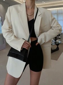 DAZY Loose Oversized Street Style Blazer Jacket For Women, Streetwear Regular Jacket Women Coats