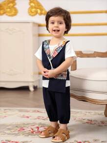 男婴印花圆领短袖上衣和休闲长裤 2 件套 - 彩色 - 查看 4