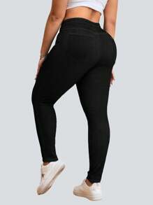 Flexra 大码女式休闲纯色高弹力针织修身紧身牛仔裤