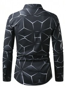 Manfinity Homme Men's Geometric Print Casual Long Sleeve Shirt For Autumn