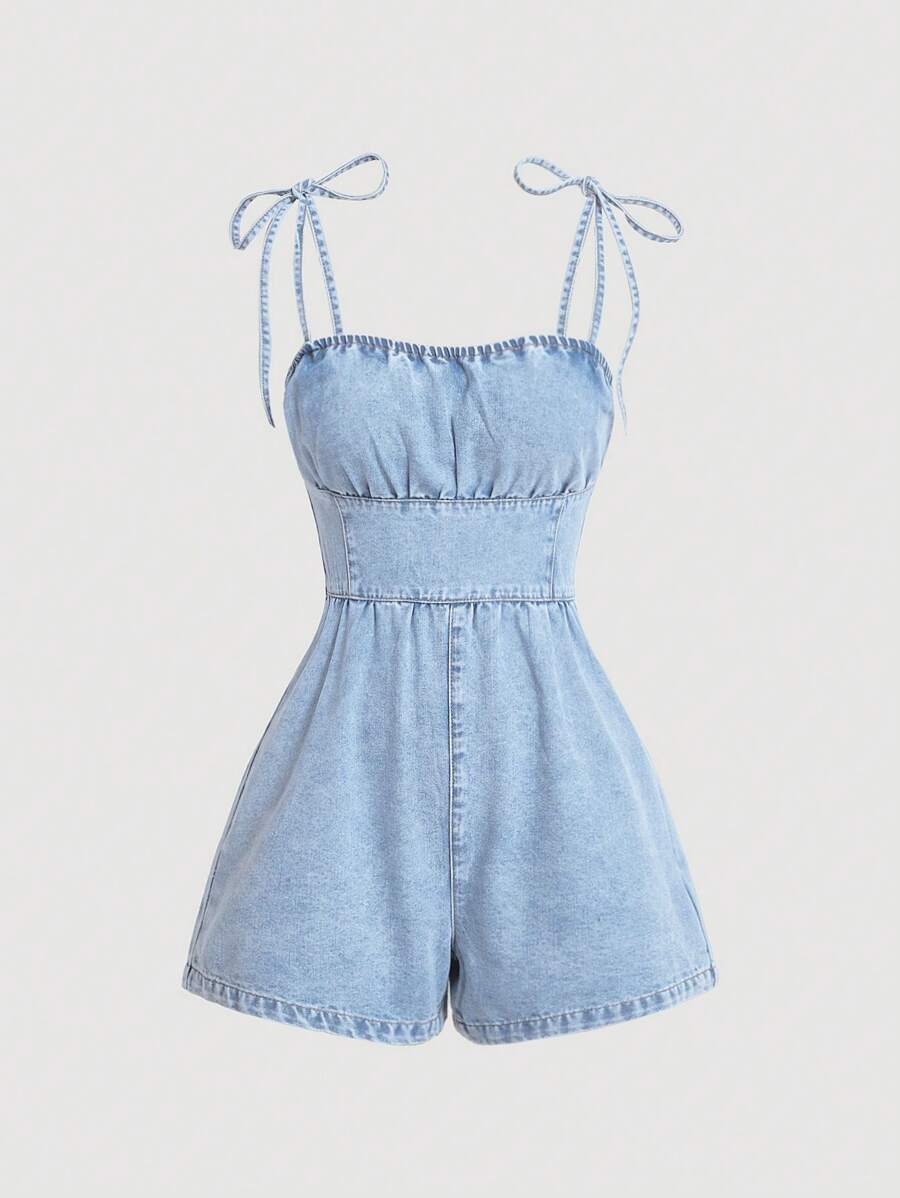 SHEIN MOD Mono vaquero de mujer con tirantes finos, mono casual y con estilo para uso diario