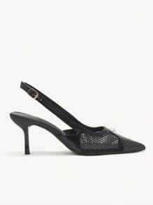 CUCCOO CHICEST Women's Pointed Toe Stiletto High Heel Fashion Black Pearl Mesh Wedding Shoes, Formal Party Pumps - Black - View 4