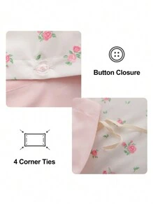 2/3pcs Vintage Style Pink Floral Print Duvet Cover , Soft Microfiber White Pink Floral Bedding Set Girls Flower Botanical Duvet Cover With 4 Ties And Button Closure Aesthetic Garden Floral Comforter Cover With 1/2 Pillowcases(No Comforter), ,Good Gifts For Lover(No Comforter) Fit For Twin Full Queen King All Size.For Home Bedding And School Bedding Dorm Essentials