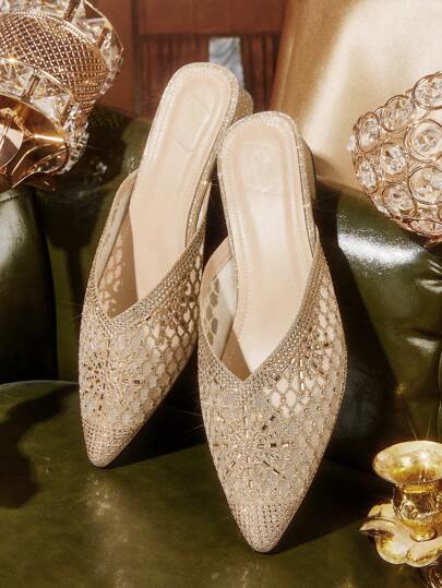 CUCCOO TILAWA Women's Autumn/New Fashion Rhinestone Shiny Pointed Toe High Heel Slip-On Party Casual Shoes Spring Shoes Spring Break Easter Prom Heels