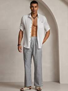 Manfinity VCAY Pantalon ample tissé décontracté pour hommes, à porter au quotidien pour les jeunes - Multicolore - Voir 3