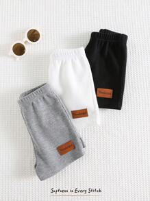 Cozy Pixies 3pcs Set Baby Boy Decorated Elastic Waist Shorts Casual Versatile - Multicolor - View 5