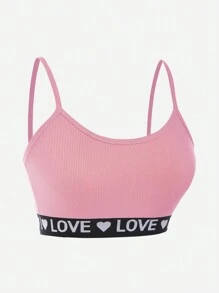 Valentine's Day Valentine's Clothes Valentine's Decorations 4pcs/Set Girls Ribbed Camisole Underwear Set, Soft, Comfortable, Versatile, Casual, Can Be Worn Year-Round (4 Pieces Sold Separately)