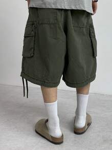 DAZY Military Green Pocket Ribbon Design Men's Summer Shorts - Army Green - View 2