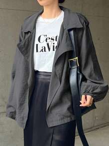 FRIFUL 女士纯色长袖宽松休闲常规夹克，秋季女装