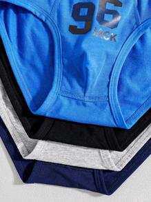 4pcs/Set Minimalist Number Print Soft Cotton Underwear For Teenage Boys,Summer,Travel