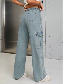 SHEIN ICON Casual Denim Long Pants, Minimalist Fashion For Everyday Wear
