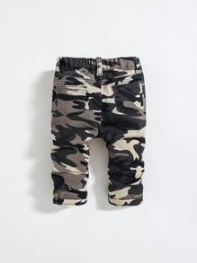 SHEIN Pantalon en jean avec poches à taille élastique, camouflage pour bébé garçon - Multicolore - Voir 2