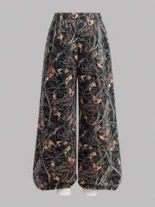 SHEIN 2pcs Tween Girls' Loose Fit Graphic Print Crew Neck T-Shirt And Pants Set