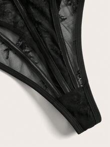 Vintage Palace Style Lace Bodystocking Plus Size Lingerie - Black - View 3