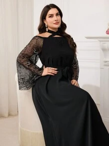 Modelyn 大码女式阿拉伯风格休闲连衣裙，简约时尚，适合日常穿着 - 彩色 - 查看 4