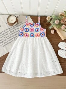 LMoss Kids LMoss 少女碎花拼布梭织紧身背心连衣裙 - 紅色 - 查看 2