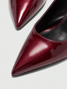 CUCCOO BIZCHIC 栗色亮面皮革尖头高跟鞋，女士正装鞋，适合通勤、约会、聚会、度假