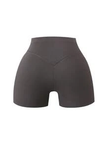 Flirla 3pcs/Set Plus Size Solid Color Simple Asymmetric Waist Ribbed Bottoming Shorts - Multicolor - View 5