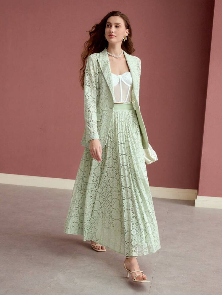 LACE SINGLE BUTTON STRUCTURED BLAZER, SPRING BLAZER