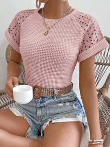 SHEIN LUNE 女士纯色圆领插肩袖休闲 T 恤