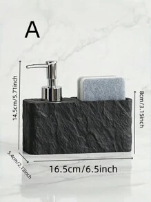 250毫升浴室黑色岩石仿树脂浴室厨房皂液器乳液分配器带海绵架家居浴室装饰夏季 - 彩色 - 查看 4