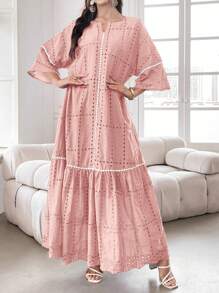 Al Najma 1 Pc Women's Casual Simple Arabian Style Dress, Suitable For Daily Wear - Pink - View 5