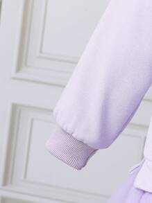 Ensemble de vêtements à domicile pour bébés filles avec série violette, robe à manches longues en maille brodée avec un lapin mignon et leggings décontractés
