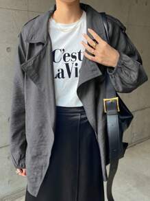 FRIFUL 女士纯色长袖宽松休闲常规夹克，秋季女装