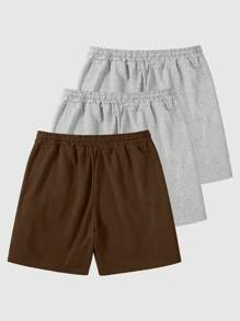 Manfinity Homme Shorts casuales sueltos de talla grande para hombre con cintura con cordón de unicolor