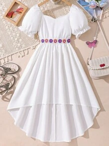 Charming White Puff Sleeve Dress For Summer,Holiday Summer Travel - White - View 8